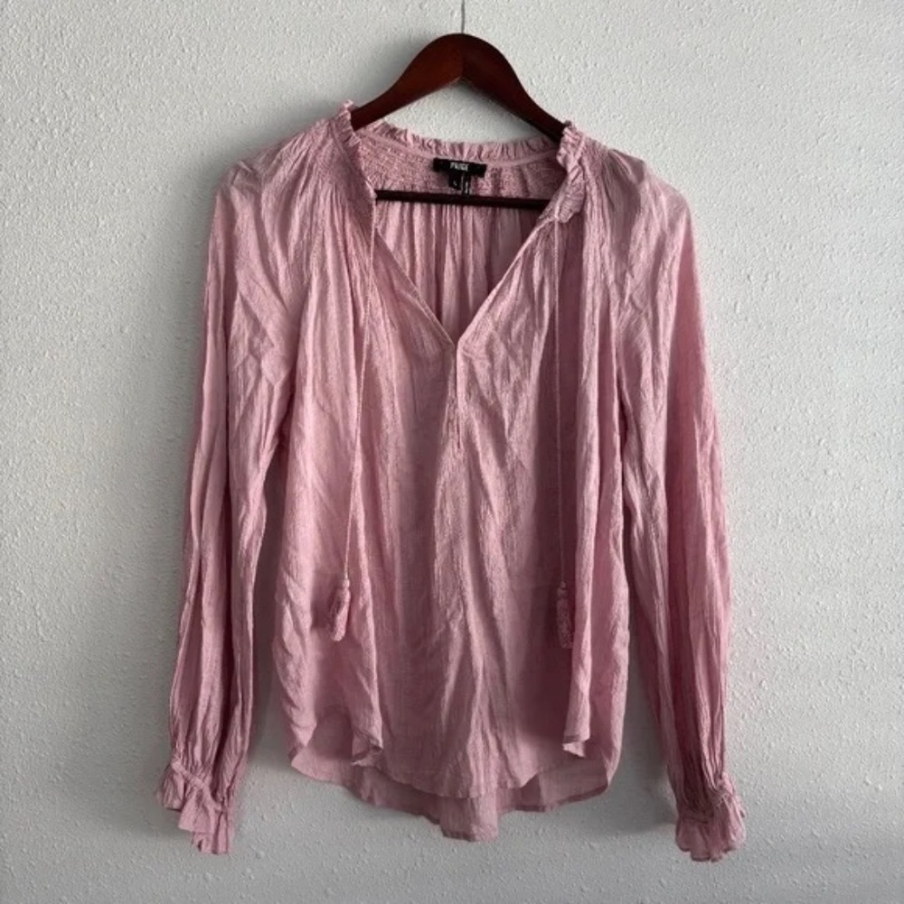 Paige Mauve Open Front Long Sleeve Blouse with Tassels - Size Small